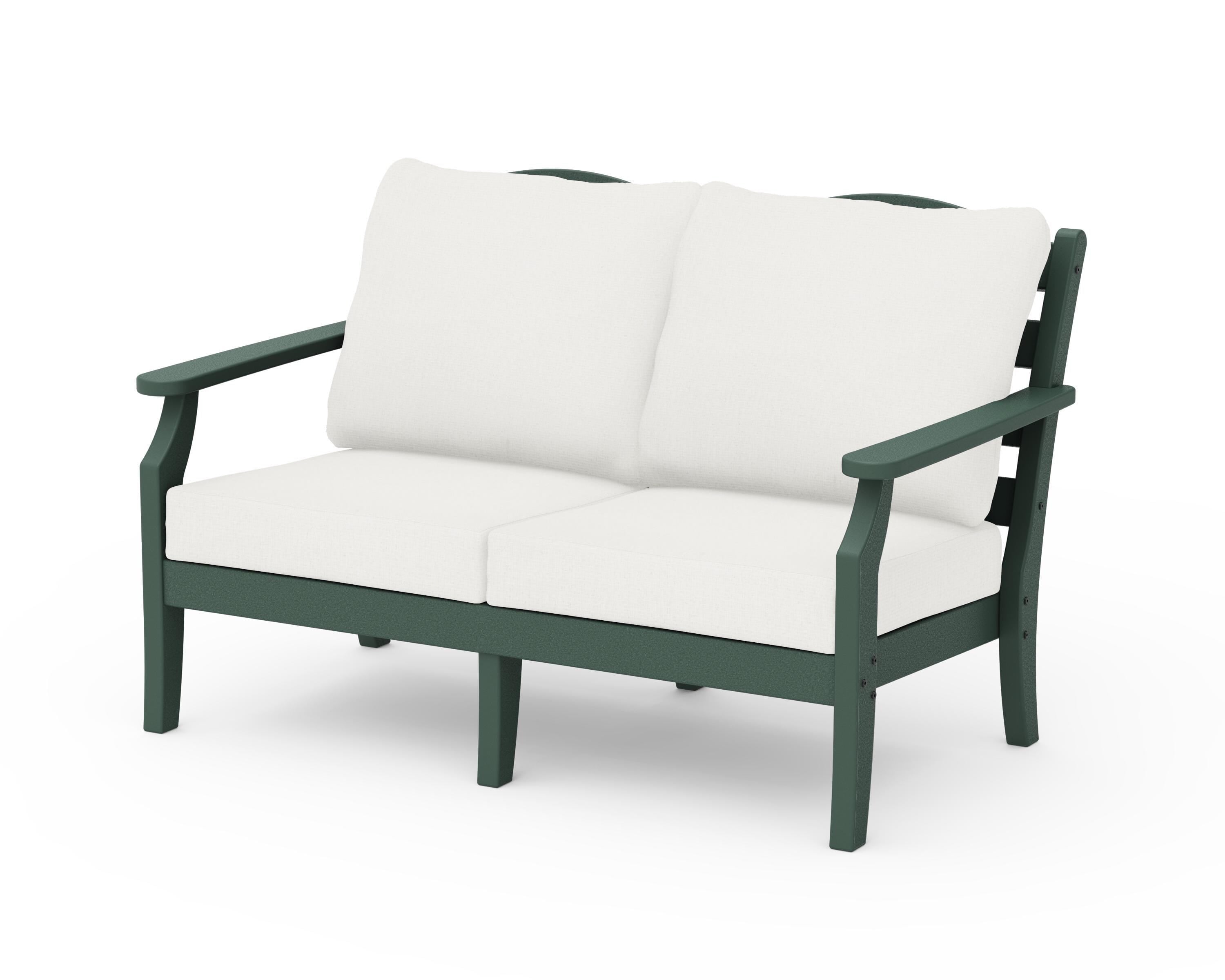 Draper James™ by  POLYWOOD® Savannah Deep Seating Loveseat in Green / Natural Linen