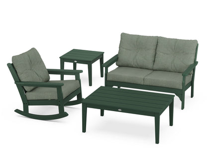 POLYWOOD® Vineyard 4-Piece Deep Seating Rocker Set in Green / Cast Sage