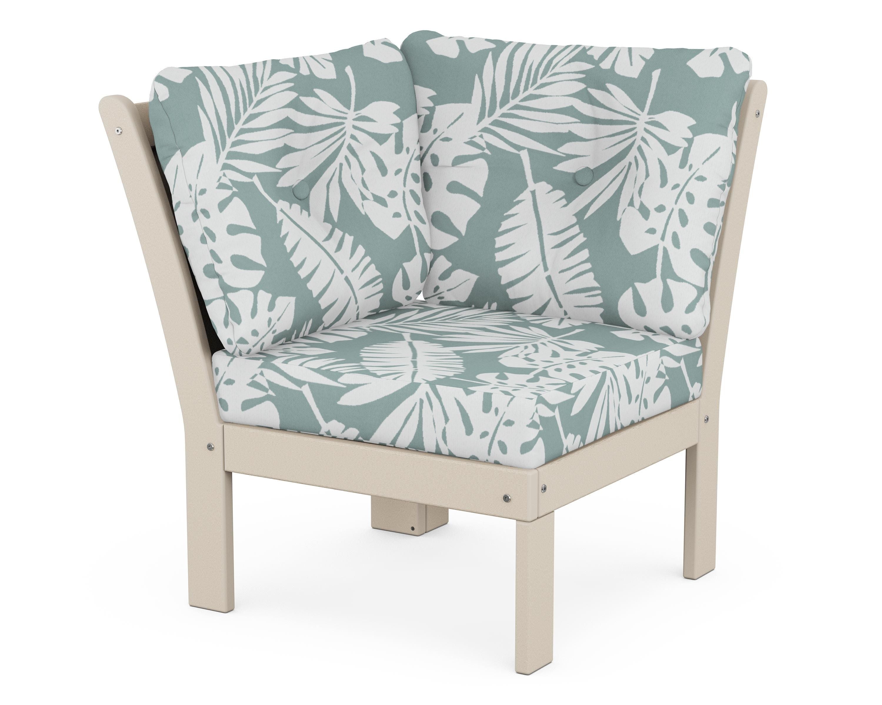 POLYWOOD® Vineyard Modular Corner Chair in Sand / Leaf Glacier Spa