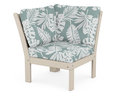 POLYWOOD® Vineyard Modular Corner Chair in Sand / Leaf Glacier Spa