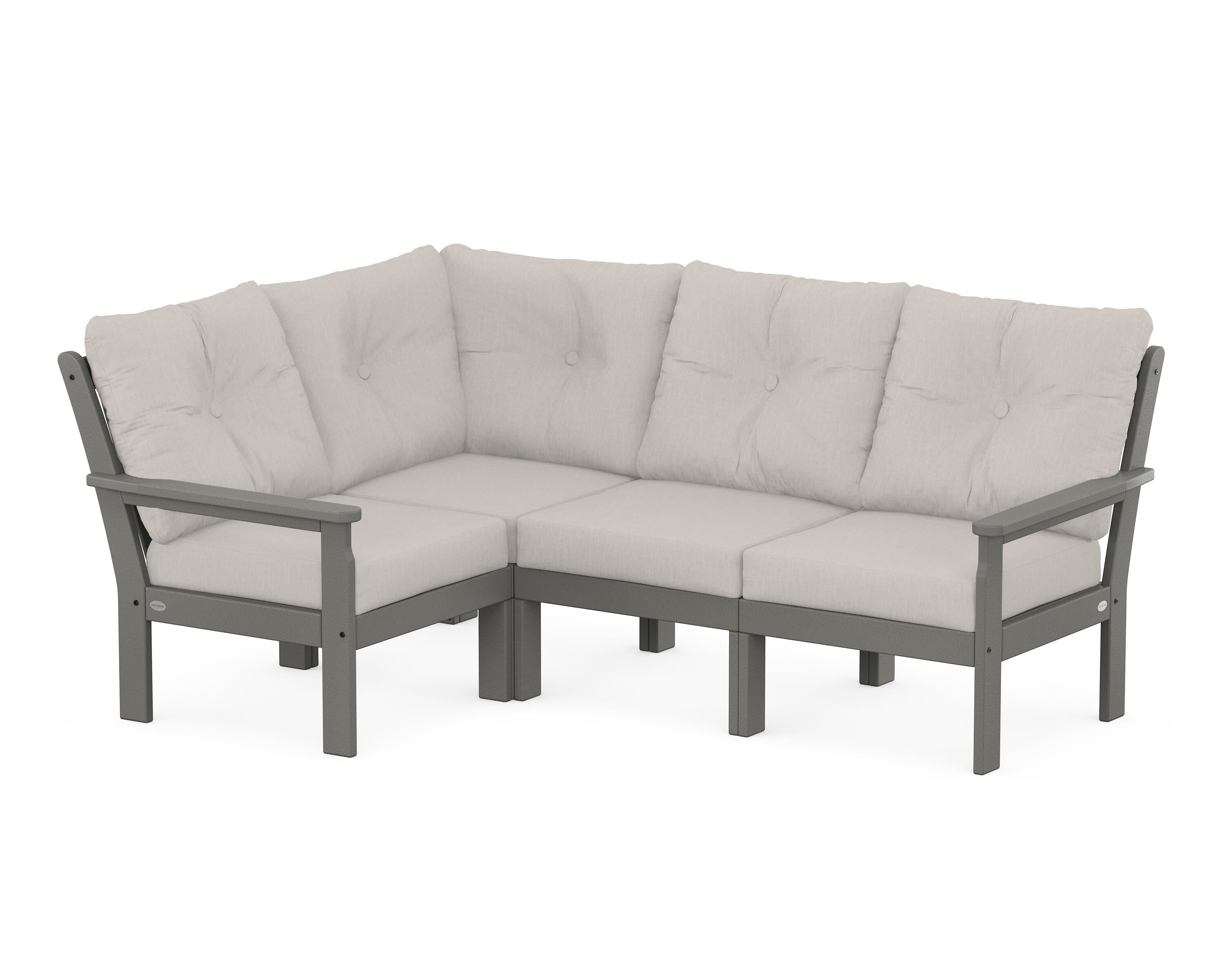 POLYWOOD® Vineyard 4-Piece Sectional in Slate Grey / Cast Ash