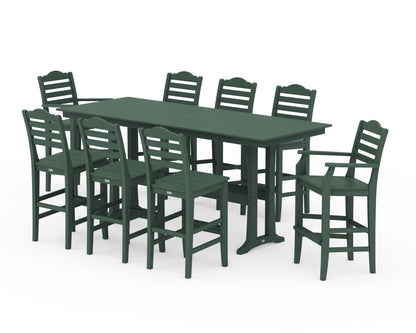 Draper James™ by  POLYWOOD® Savannah 9-Piece Farmhouse Bar Set with Trestle Legs in Green