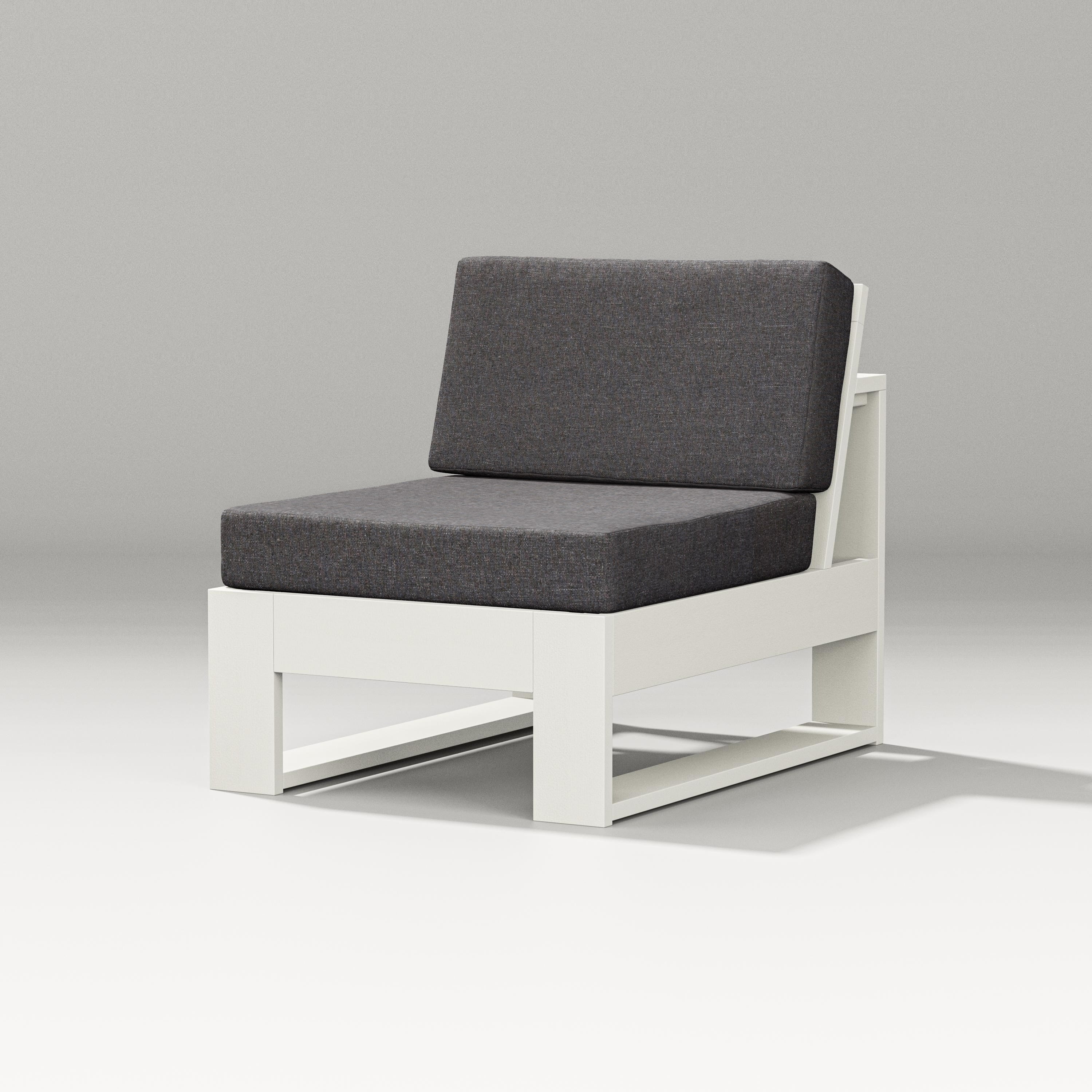 PW Designer Series Latitude Modular Armless Chair in Vintage White / Ash Charcoal