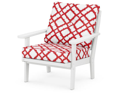 POLYWOOD® Lakeside Deep Seating Chair in White / Trellis Crimson