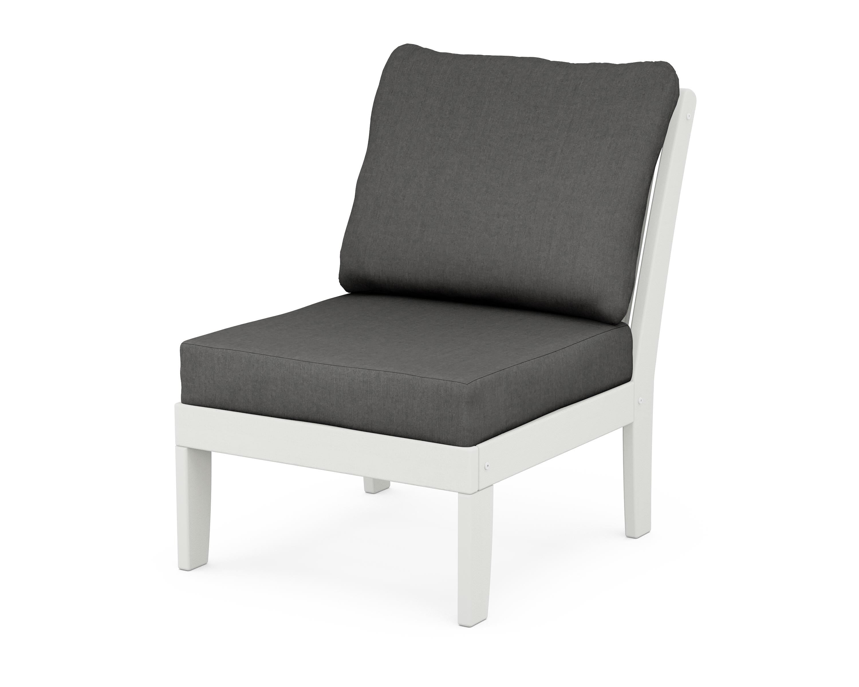 POLYWOOD® Braxton Modular Armless Chair in Vintage White / Spectrum Carbon