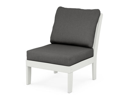 POLYWOOD® Braxton Modular Armless Chair in Vintage White / Spectrum Carbon