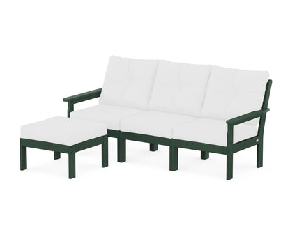 POLYWOOD® Vineyard 4-Piece Sectional with Ottoman in Green / Natural