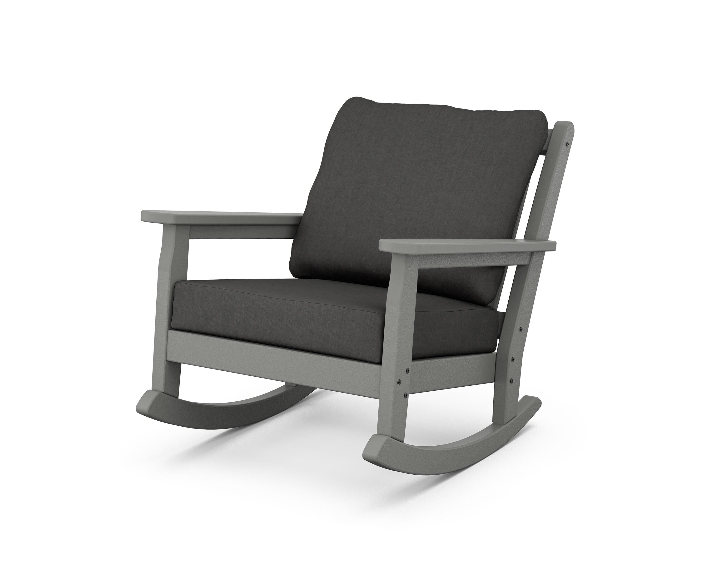 POLYWOOD® Chippendale Deep Seating Rocking Chair in Slate Grey / Spectrum Carbon