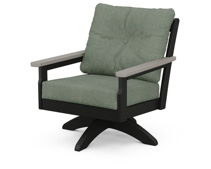 POLYWOOD® Vineyard Deep Seating Swivel Chair in Black / Driftwood / Cast Sage