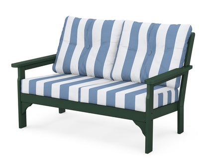 POLYWOOD® Vineyard Deep Seating Loveseat in Green / Cabana Stripe Sky Blue