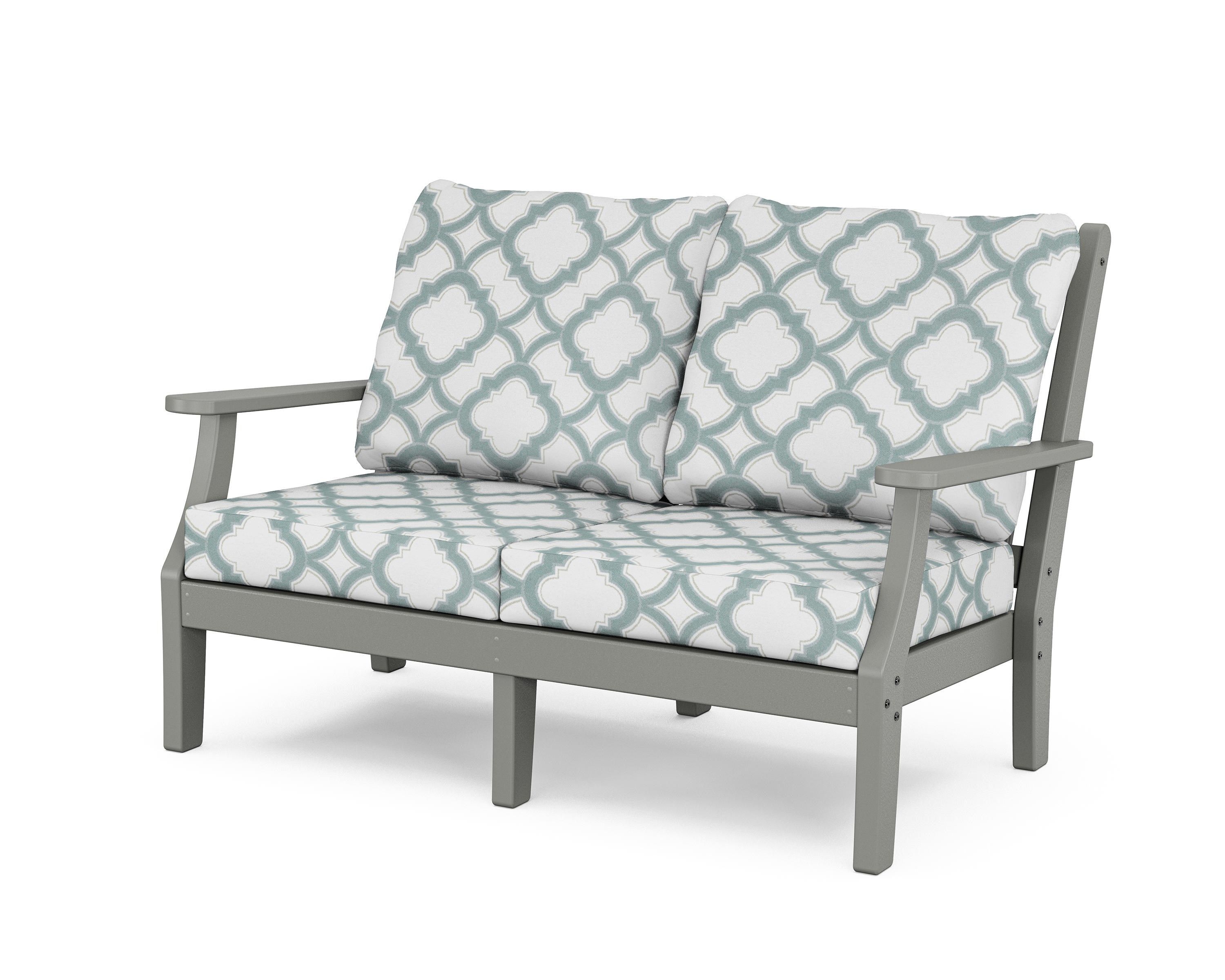 Country Living Wovendale Deep Seating Loveseat in Slate Grey / Trellis Glacier Spa