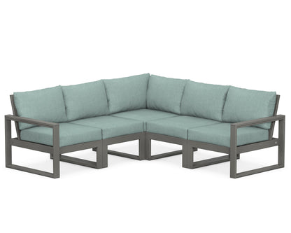POLYWOOD® EDGE 5-Piece Modular Deep Seating Set in Slate Grey / Glacier Spa