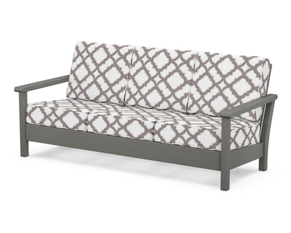 POLYWOOD® Harbour Deep Seating Sofa in Slate Grey / Trellis Grey Mist