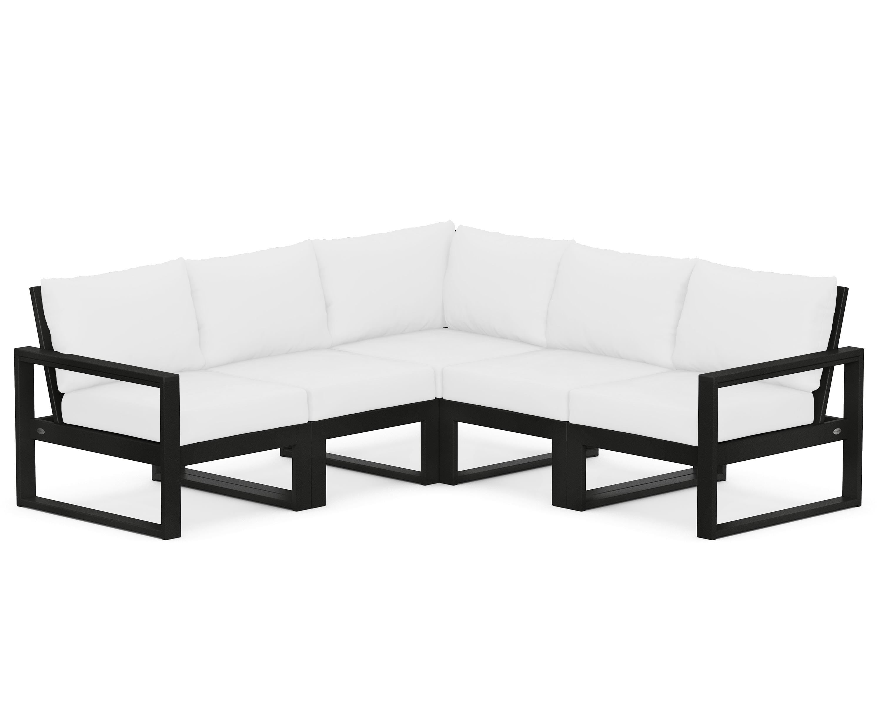 POLYWOOD® EDGE 5-Piece Modular Deep Seating Set in Black / Natural