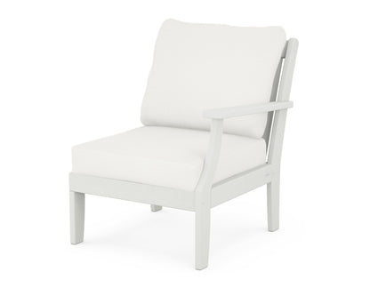 POLYWOOD® Braxton Modular Right Arm Chair in Vintage White / Natural Linen