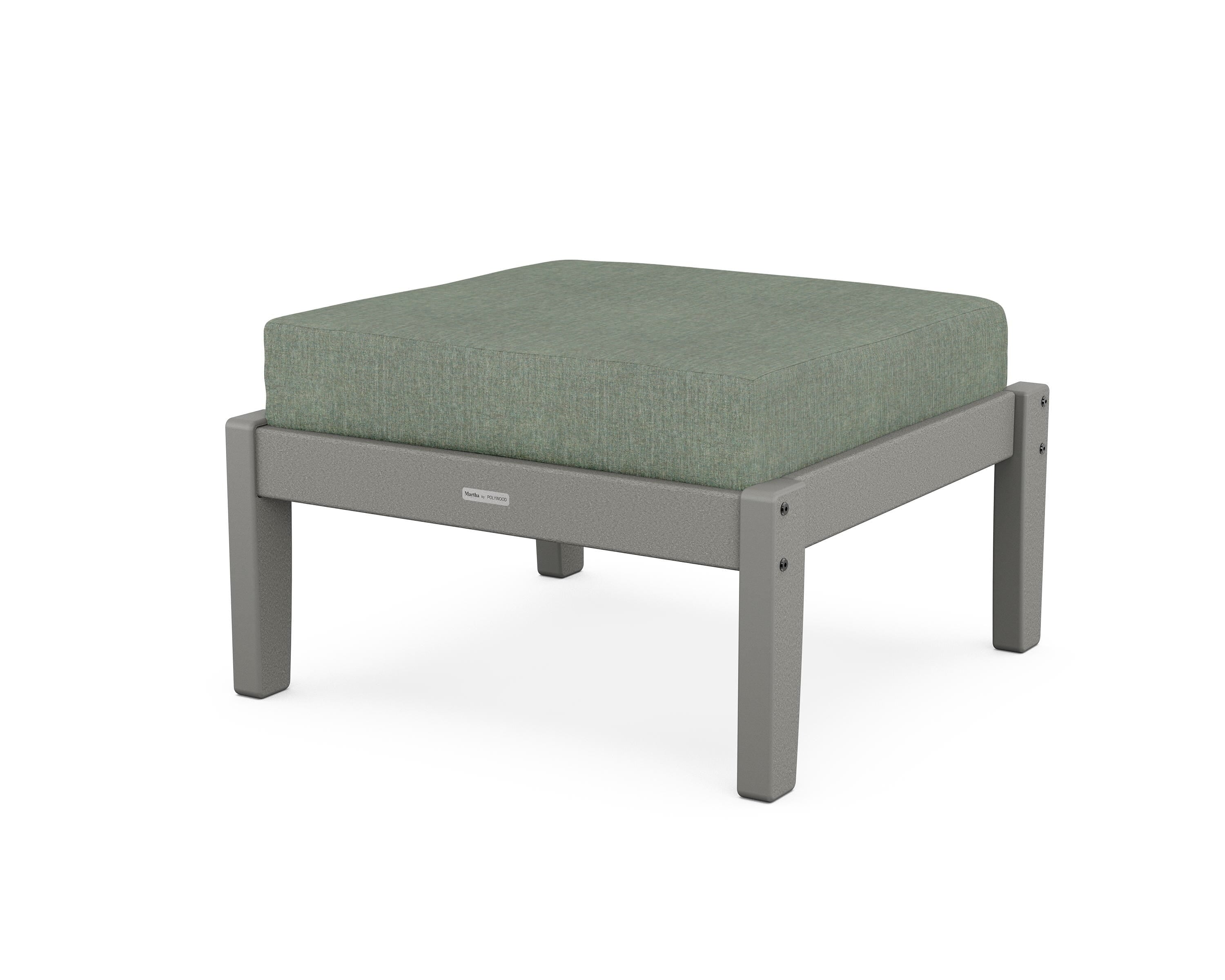 Martha Stewart by POLYWOOD® Chinoiserie Deep Seating Ottoman in Slate Grey / Cast Sage