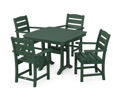 POLYWOOD® Lakeside 5-Piece Dining Set with Trestle Legs in Green