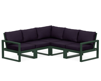 POLYWOOD® EDGE 5-Piece Modular Deep Seating Set in Green / Navy Linen
