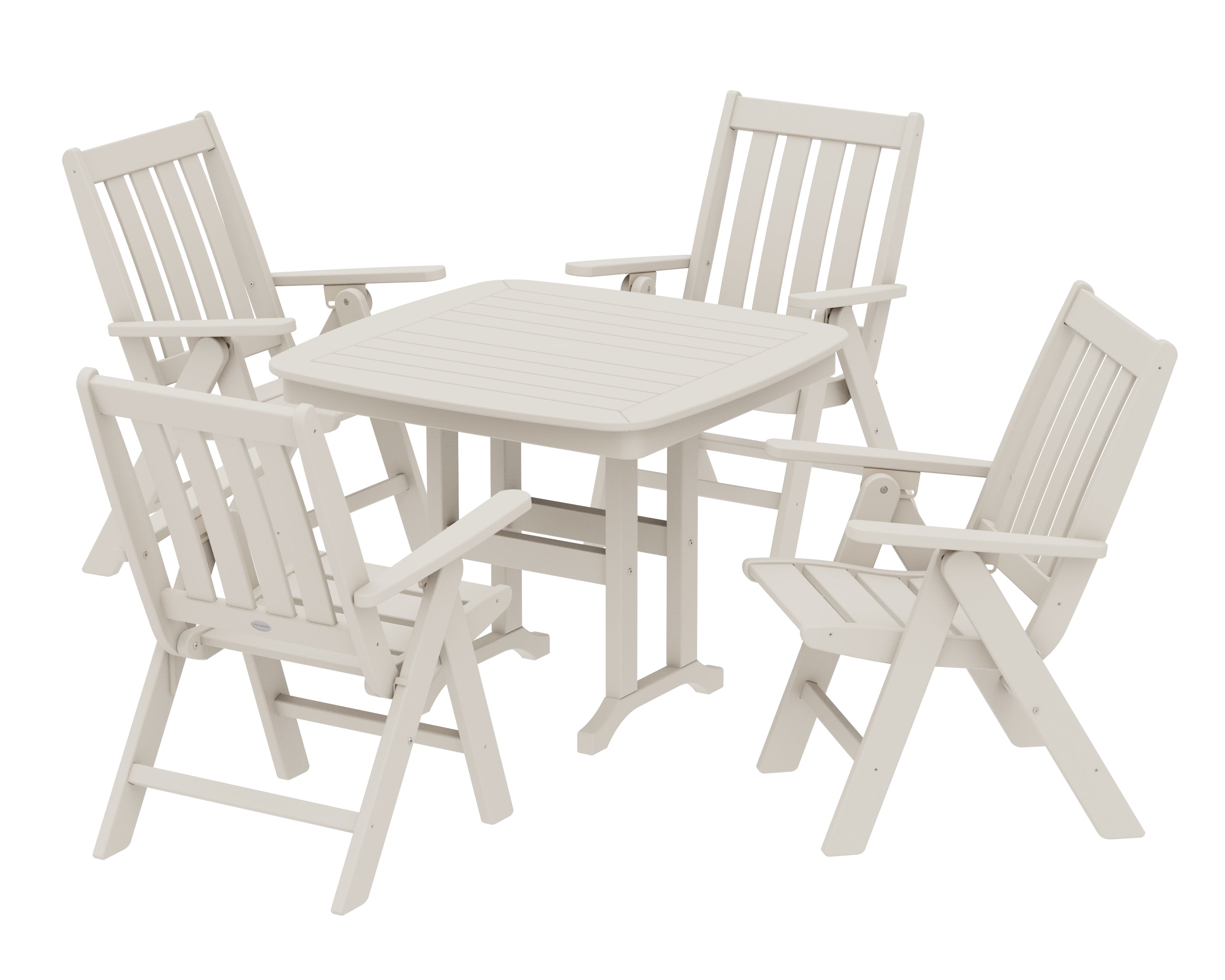 POLYWOOD® Vineyard Folding Chair 5-Piece Dining Set in Sand