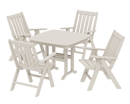 POLYWOOD® Vineyard Folding Chair 5-Piece Dining Set in Sand