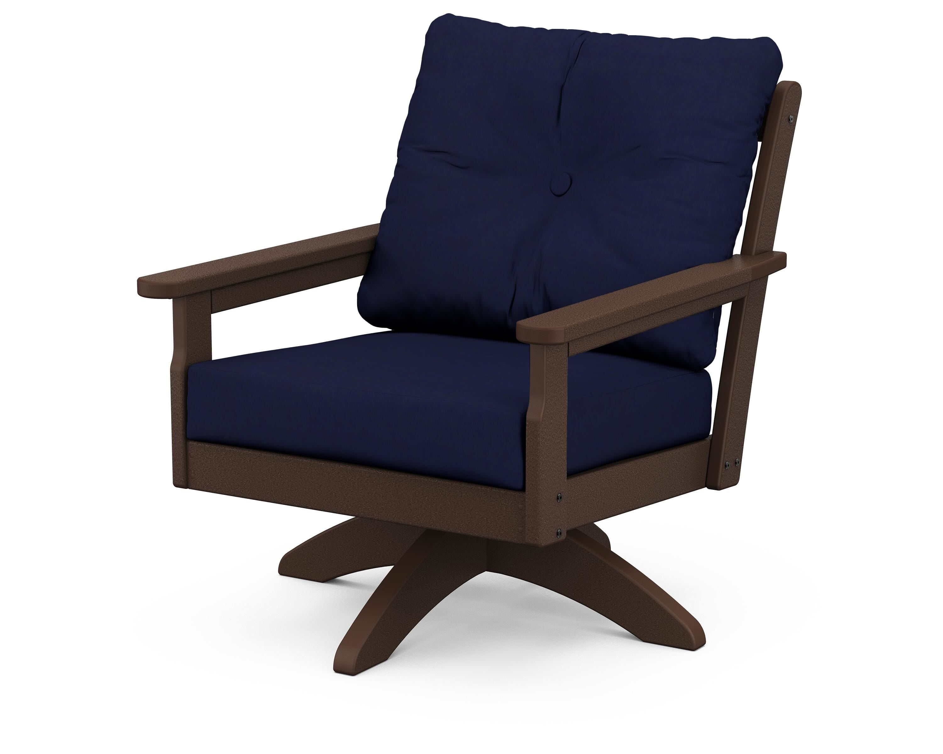 POLYWOOD® Vineyard Deep Seating Swivel Chair in Mahogany / Navy