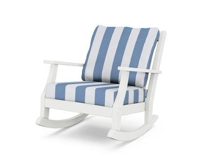 Country Living Wovendale Deep Seating Rocking Chair in White / Cabana Stripe Sky Blue