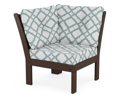 POLYWOOD® Vineyard Modular Corner Chair in Mahogany / Trellis Glacier Spa