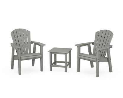 POLYWOOD® Seashell 3-Piece Upright Adirondack Chair Set in Slate Grey