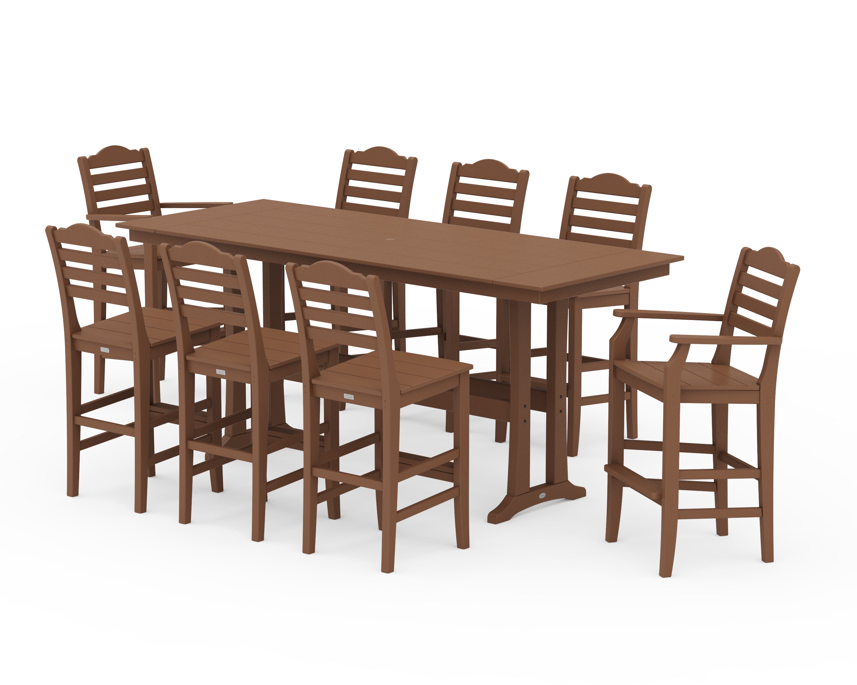 Draper James™ by  POLYWOOD® Savannah 9-Piece Farmhouse Bar Set with Trestle Legs in Teak