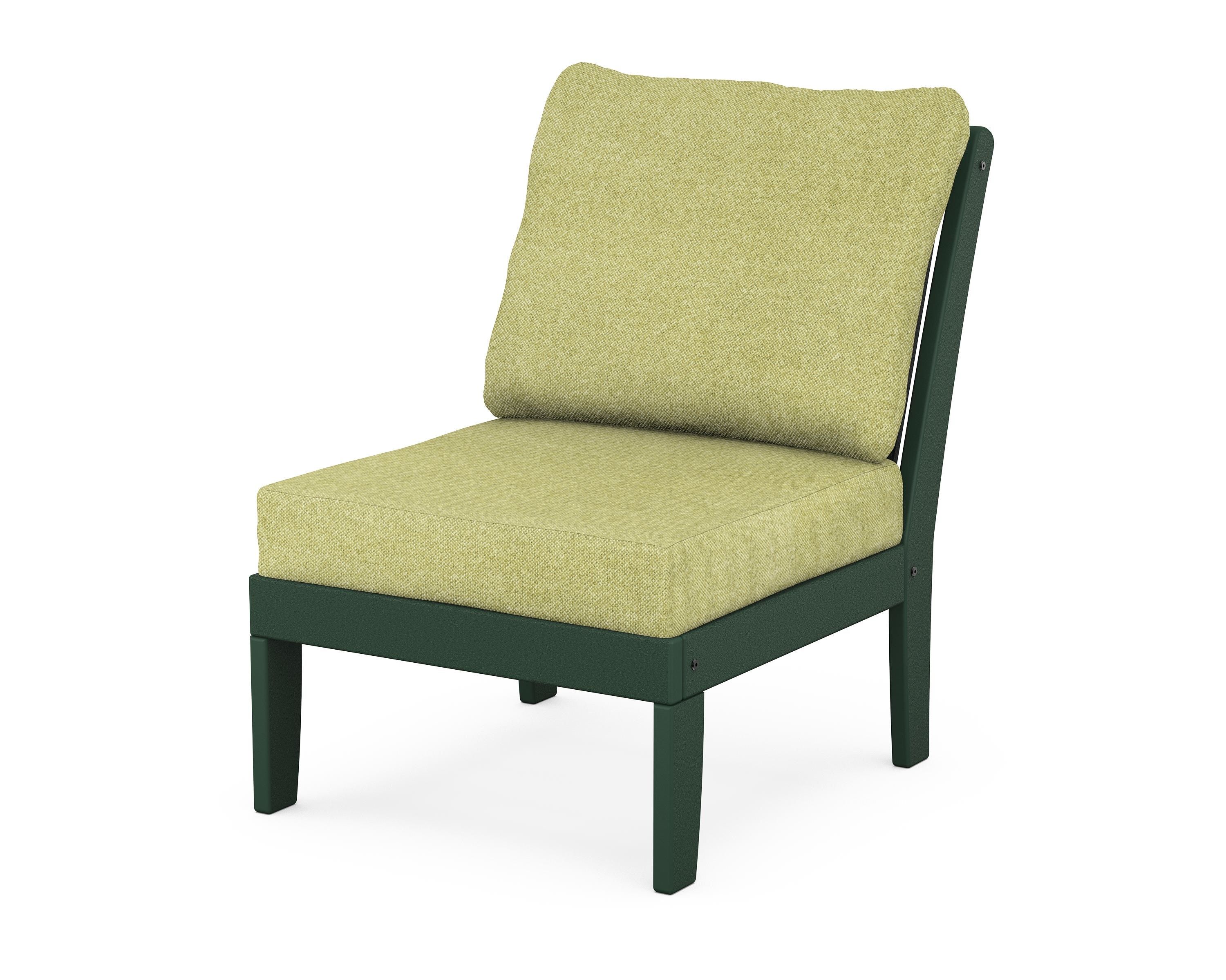 POLYWOOD® Braxton Modular Armless Chair in Green / Chartreuse Boucle