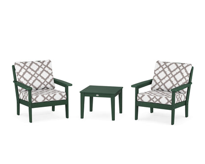 Country Living Cottage 3-Piece Deep Seating Set in Green / Trellis Grey Mist