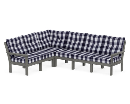 POLYWOOD® Vineyard 6-Piece Sectional in Slate Grey / Buffalo Plaid Navy