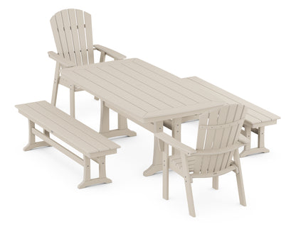 POLYWOOD® Nautical Adirondack 5-Piece Dining Set with Trestle Legs in Sand