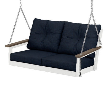 POLYWOOD® Vineyard Deep Seating Swing in White / Kona / Marine Indigo