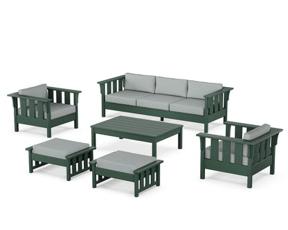 Martha Stewart by POLYWOOD® Acadia 6-Piece Lounge Sofa Set in Green / Spa