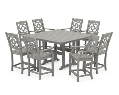 Chinoiserie 9-Piece Square Counter Set with Trestle Legs