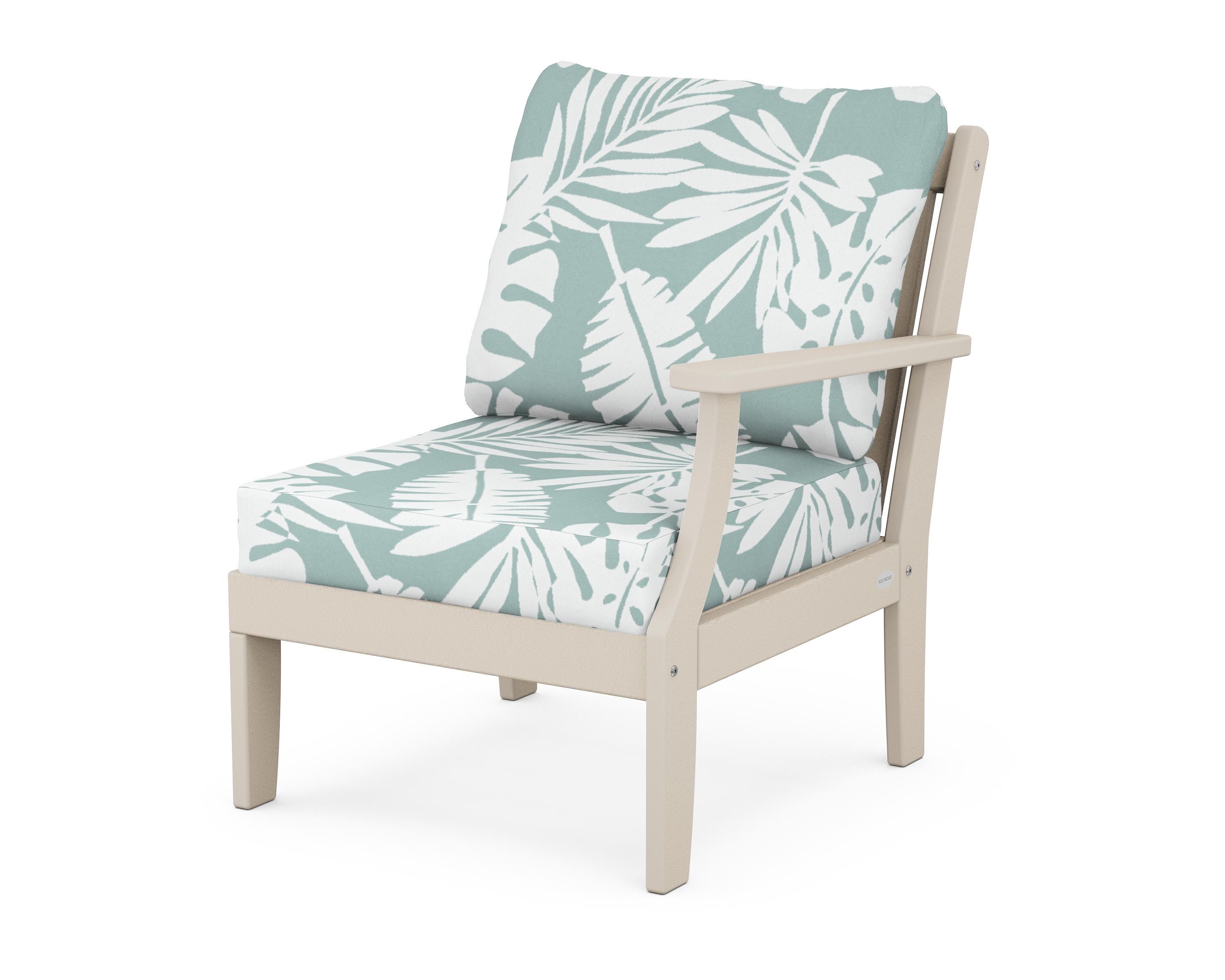 POLYWOOD® Braxton Modular Right Arm Chair in Sand / Leaf Glacier Spa
