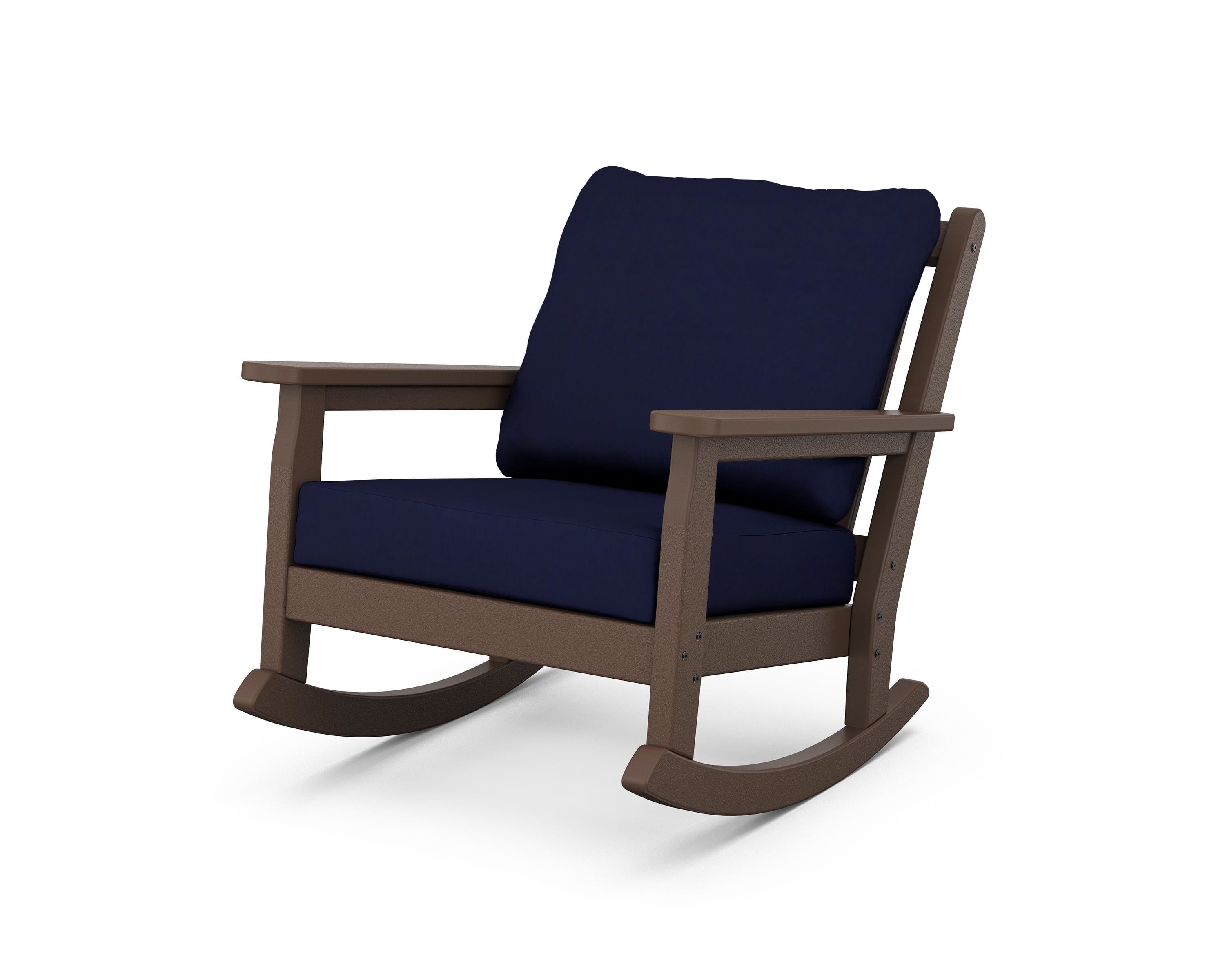 POLYWOOD® Chippendale Deep Seating Rocking Chair in Mahogany / Navy
