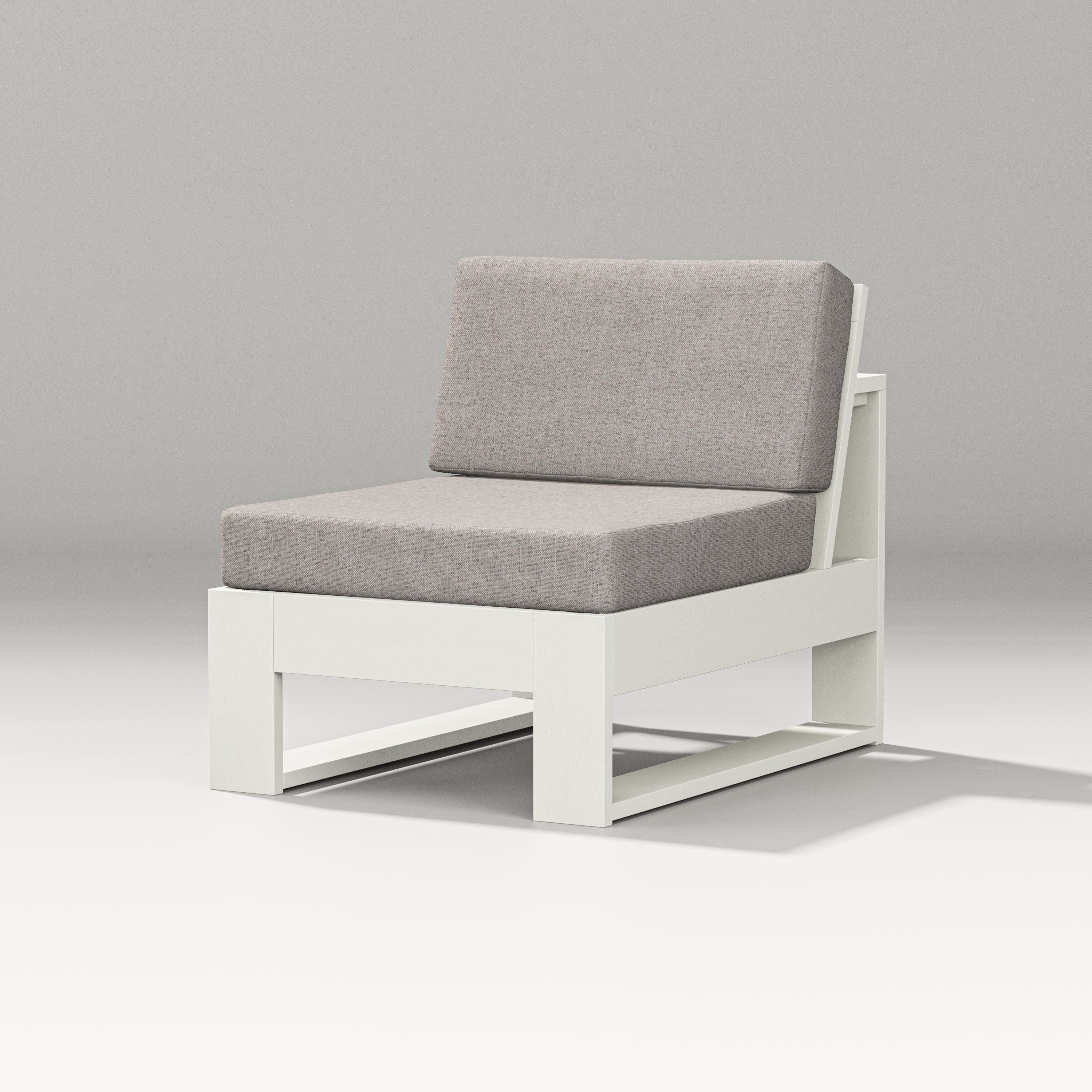 PW Designer Series Latitude Modular Armless Chair in Vintage White / Weathered Tweed