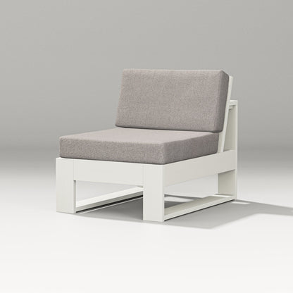 PW Designer Series Latitude Modular Armless Chair in Vintage White / Weathered Tweed