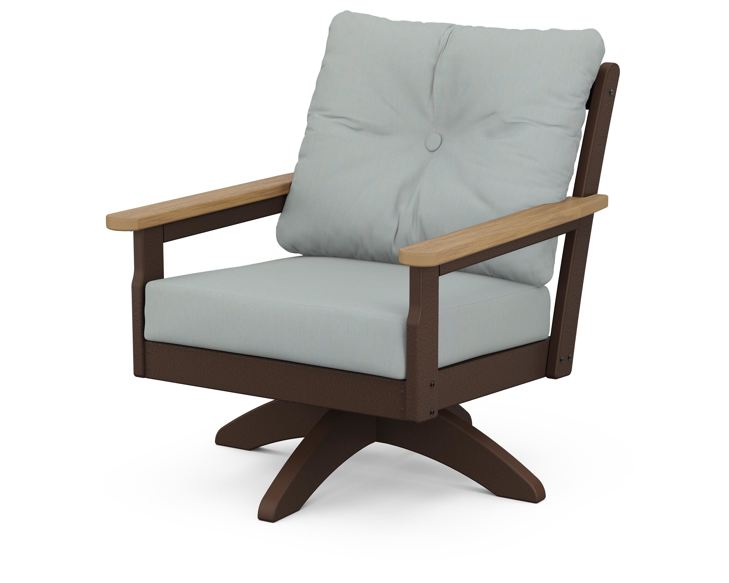 POLYWOOD® Vineyard Deep Seating Swivel Chair in Mahogany / Natural / Spa