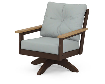 POLYWOOD® Vineyard Deep Seating Swivel Chair in Mahogany / Natural / Spa