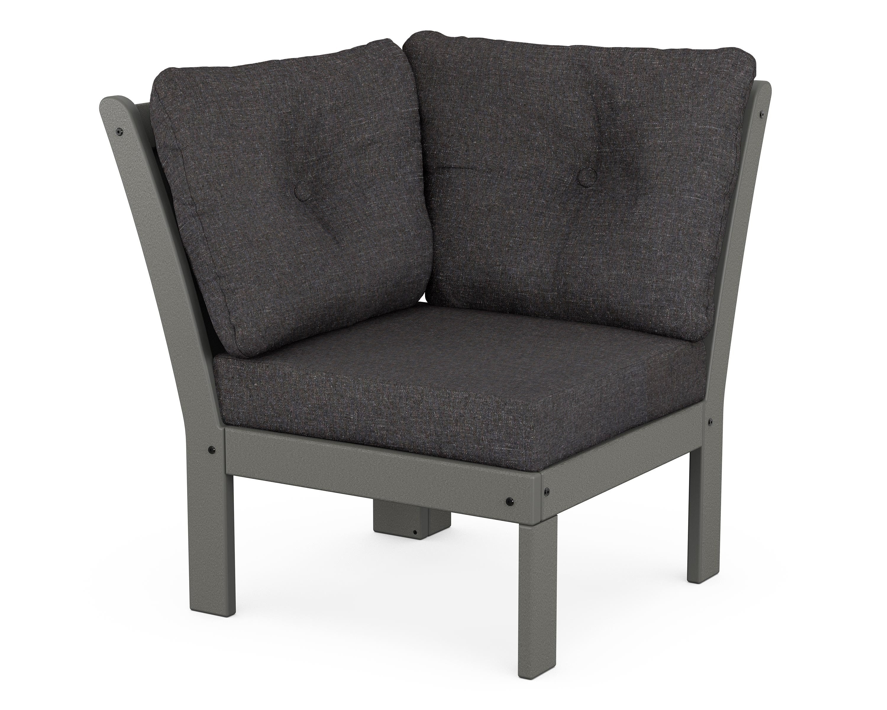 POLYWOOD® Vineyard Modular Corner Chair in Slate Grey / Ash Charcoal