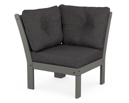 POLYWOOD® Vineyard Modular Corner Chair in Slate Grey / Ash Charcoal