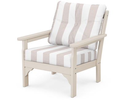 POLYWOOD® Vineyard Deep Seating Chair in Sand / Cabana Stripe Dune Burlap