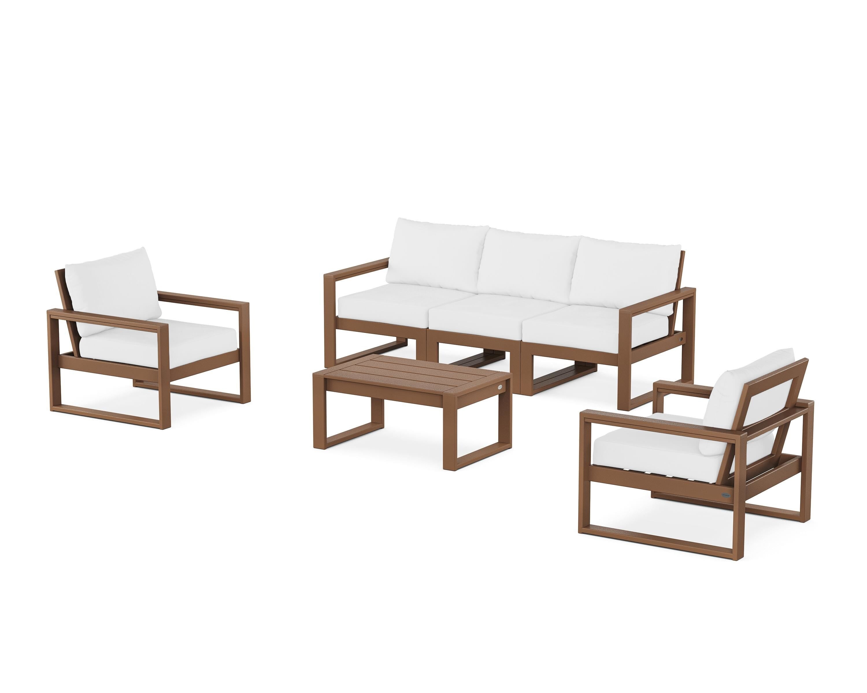 POLYWOOD® EDGE Sectional 4-Piece Deep Seating Set with Sofa in Teak / Natural
