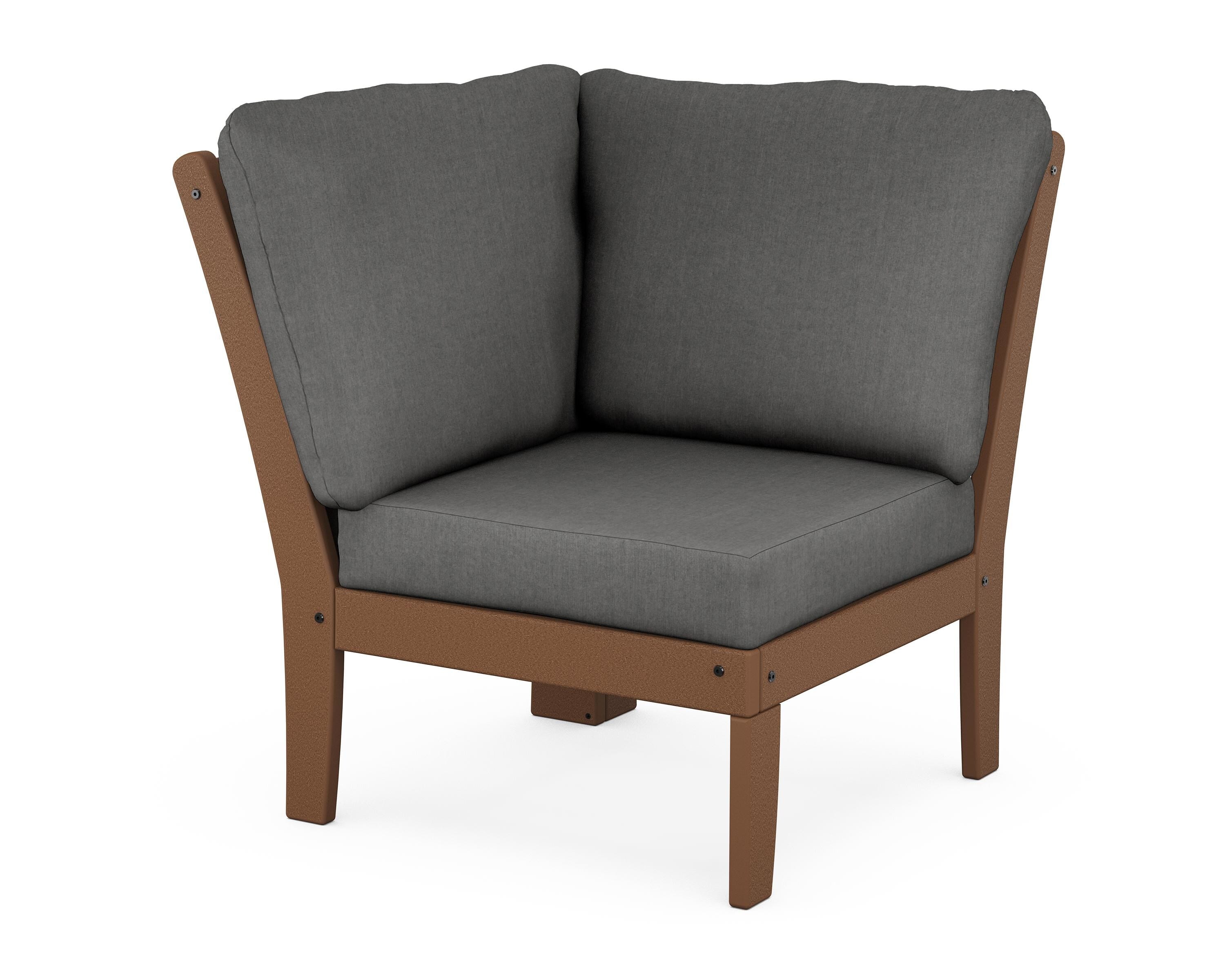 POLYWOOD® Braxton Modular Corner Chair in Teak / Spectrum Carbon