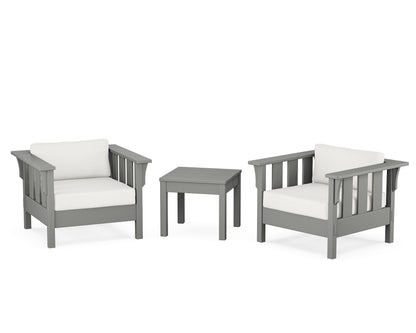 Martha Stewart by POLYWOOD® Acadia 3-Piece Deep Seating Set in Slate Grey / Natural Linen