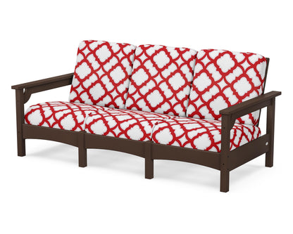 POLYWOOD® Club Sofa in Mahogany / Trellis Crimson
