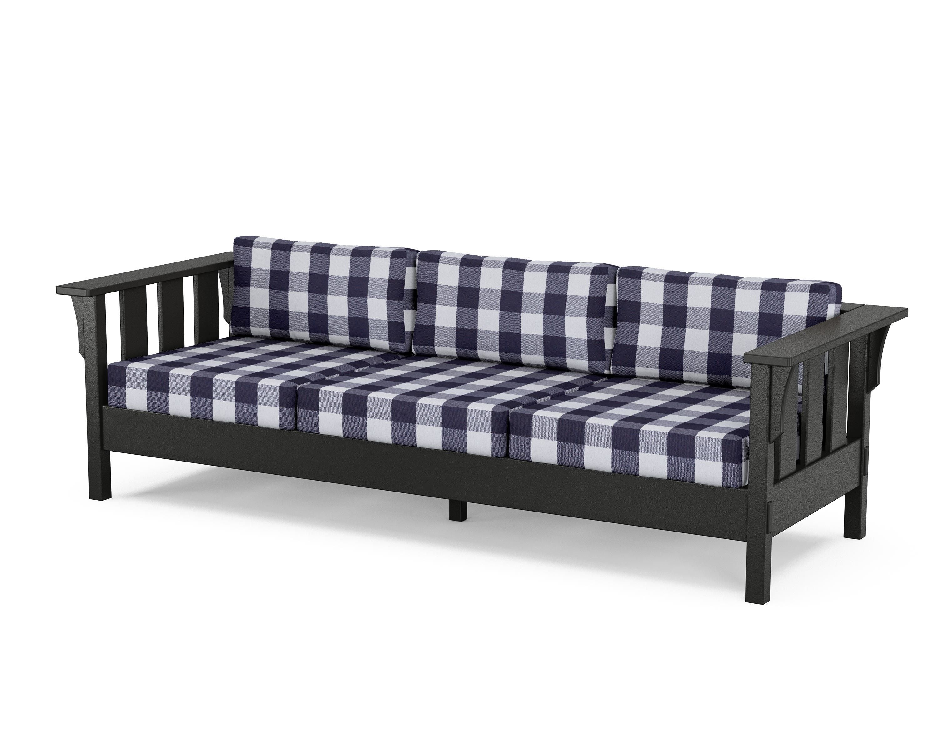 Martha Stewart by POLYWOOD® Acadia Deep Seating Sofa in Black / Buffalo Plaid Navy